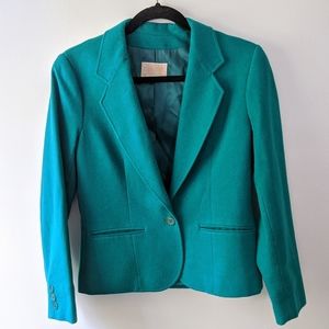 Teal Vintage Wool Pendleton Blazer